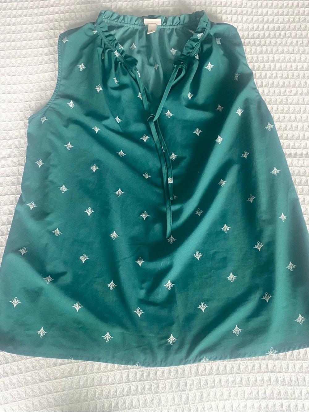Merona green Sleeveless Ruffle Tie-Neck tank size large